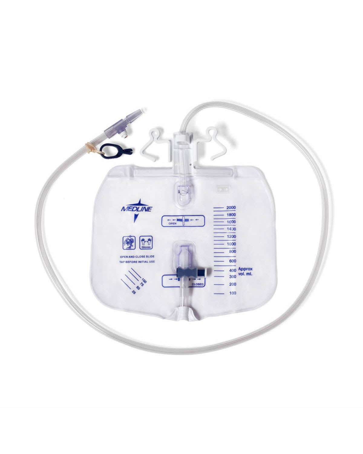 Medline Urinary Drain Bag with Anti Reflux and Slide Tap ...